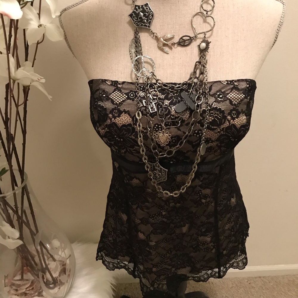 Black lace express halter top